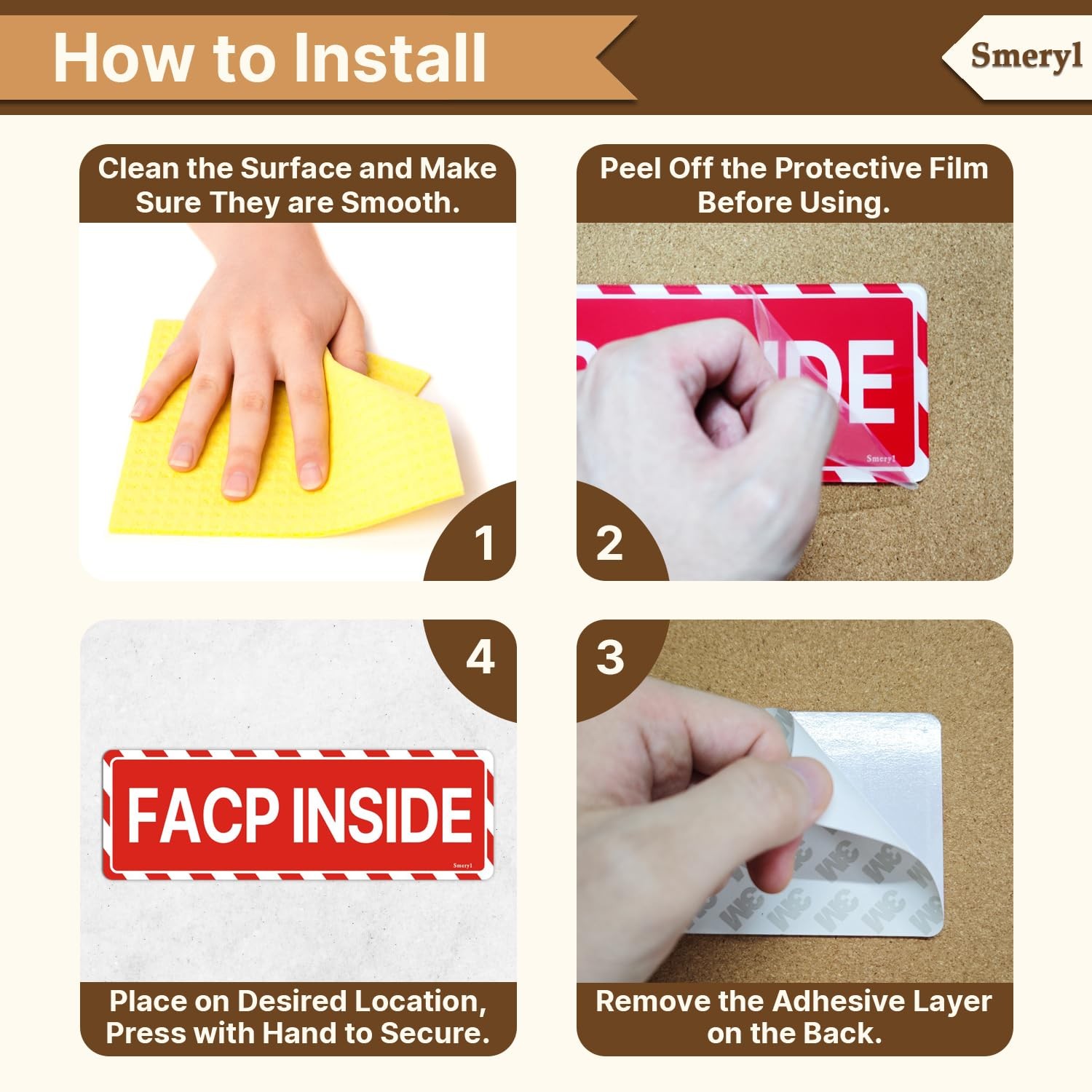 2 Pack FACP Inside Sign, 9 x 3, Fire Alarm Control Panel, Self-Adhesive Acrylic