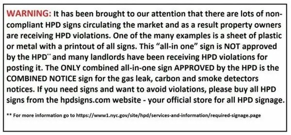 HPD Sign Notice for Suspected Gas Leaks, Smoke Detecting-REF24-1027