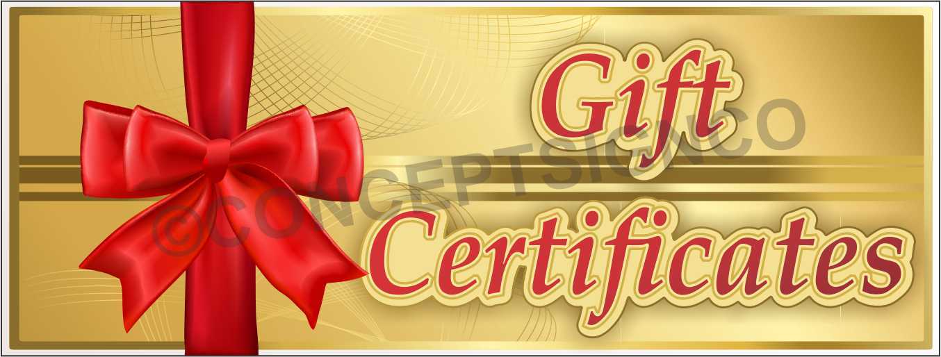1.5’X4′ GIFT CERTIFICATES BANNER Sign Cards Holiday Birthday Available Sold Here
