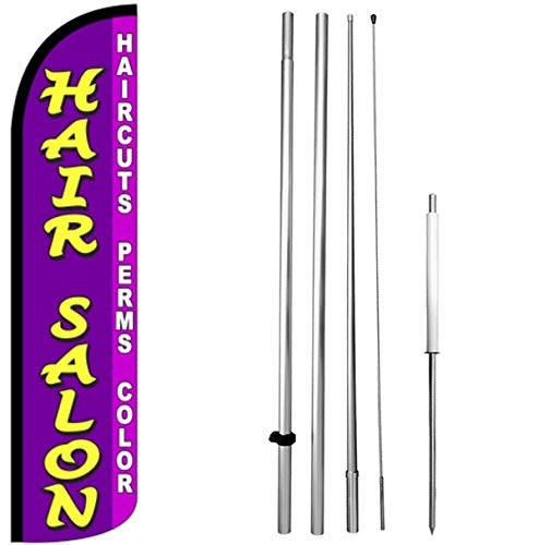 4Less Hair Salon Haircuts Perms Windless Feather Swooper Flag Kit Banner Sign