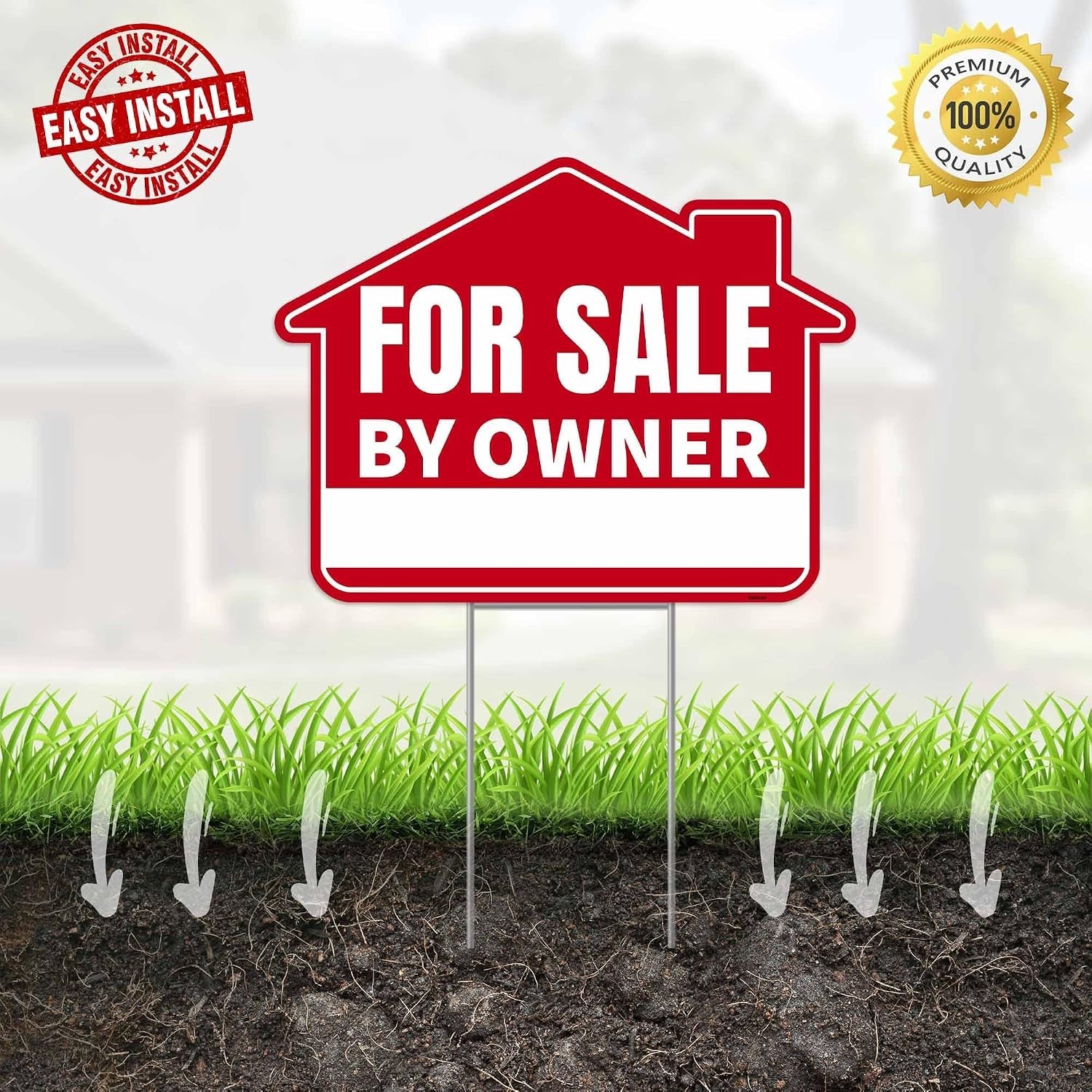 For Sale By Owner Sign 3PC Set 17×13 Inches Double-Sided Corrugated Plastic