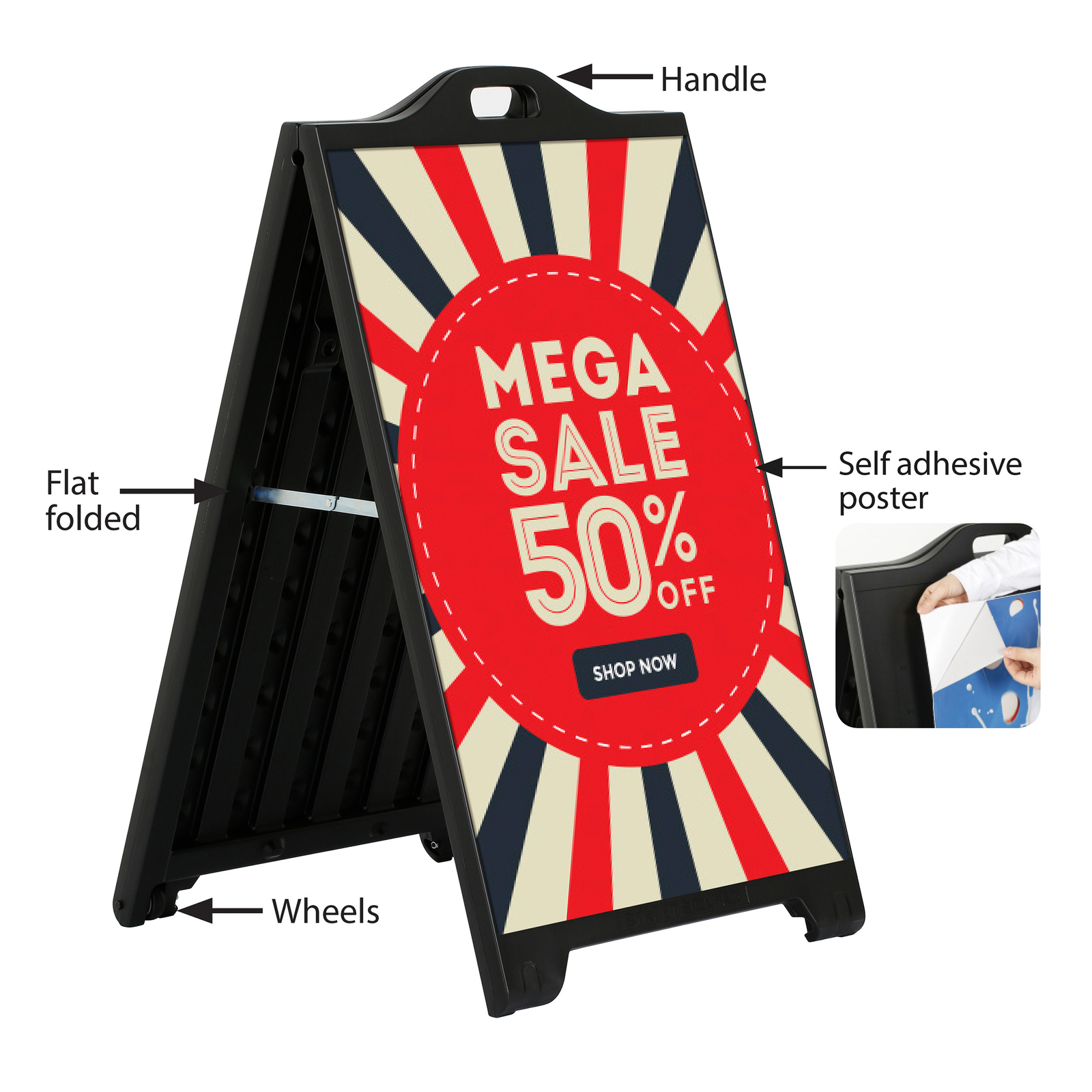 Street Sidewalk SignPro A-Frame Folding Portable 24×36 inch Black (Lot of 2)