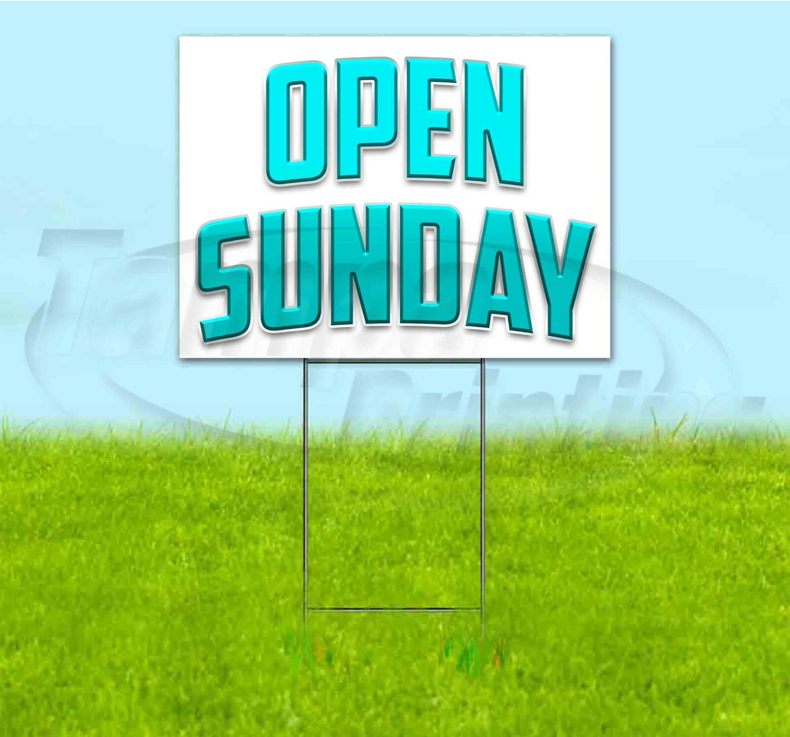 OPEN SUNDAY 18×24 Yard Sign WITH STAKE Corrugated Bandit USA BUSINESS