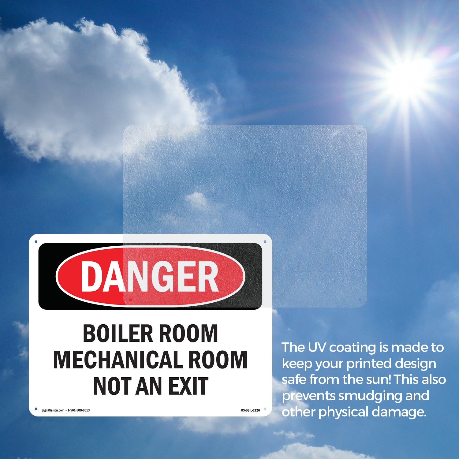 Boiler Room Mechanical Room Not An Exit OSHA Danger Sign Or Decal – 5 or 10 Pack