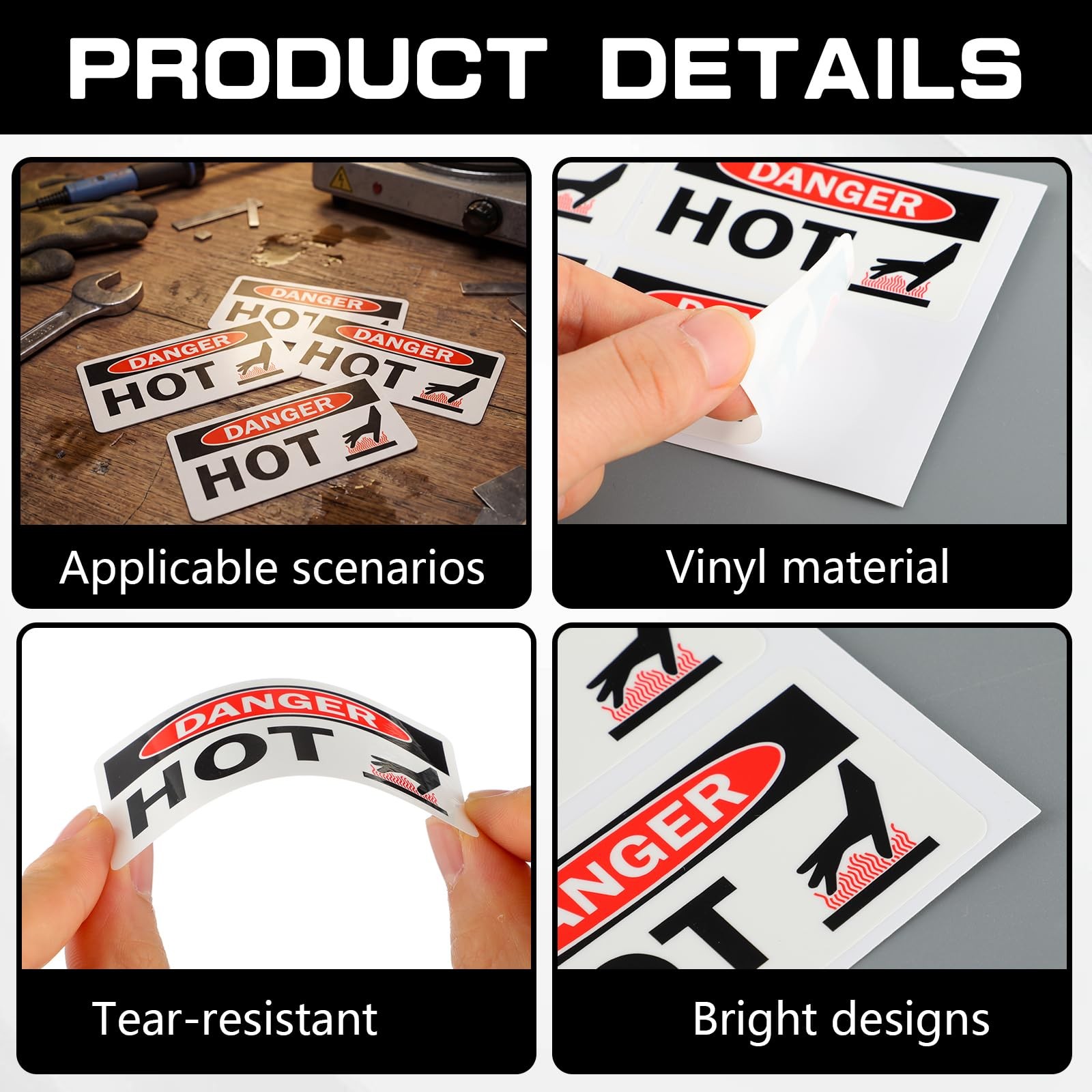 20 Pcs Danger Hot Labels, 1.5″ x 3″ Hot OSHA Stickers with Symbol Self-Stick …