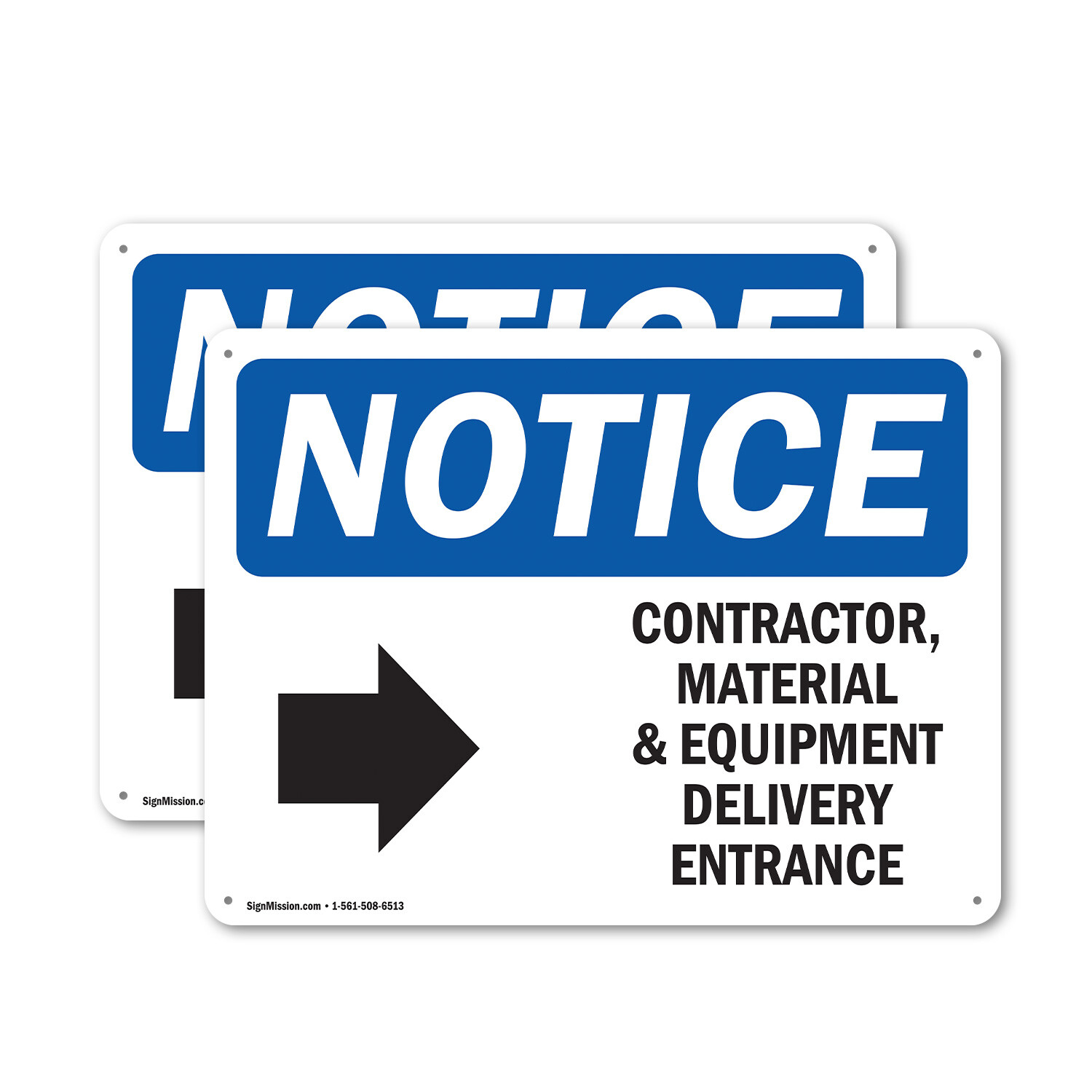 (2 Pack) Contractor Material And Equipment OSHA Notice Sign Decal Metal Plastic