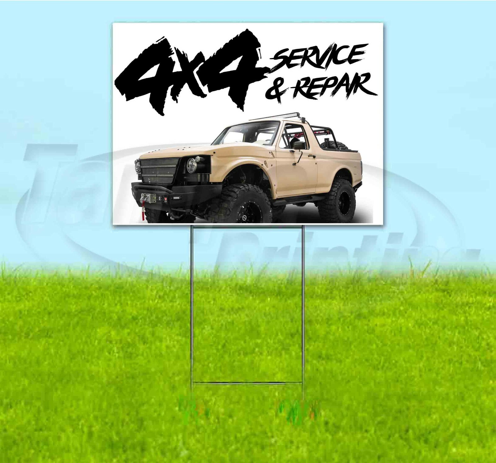 4X4 SERVICE AND REPAIR 18×24 Yard Sign WITH STAKE Corrugated Bandit USA BUSINESS