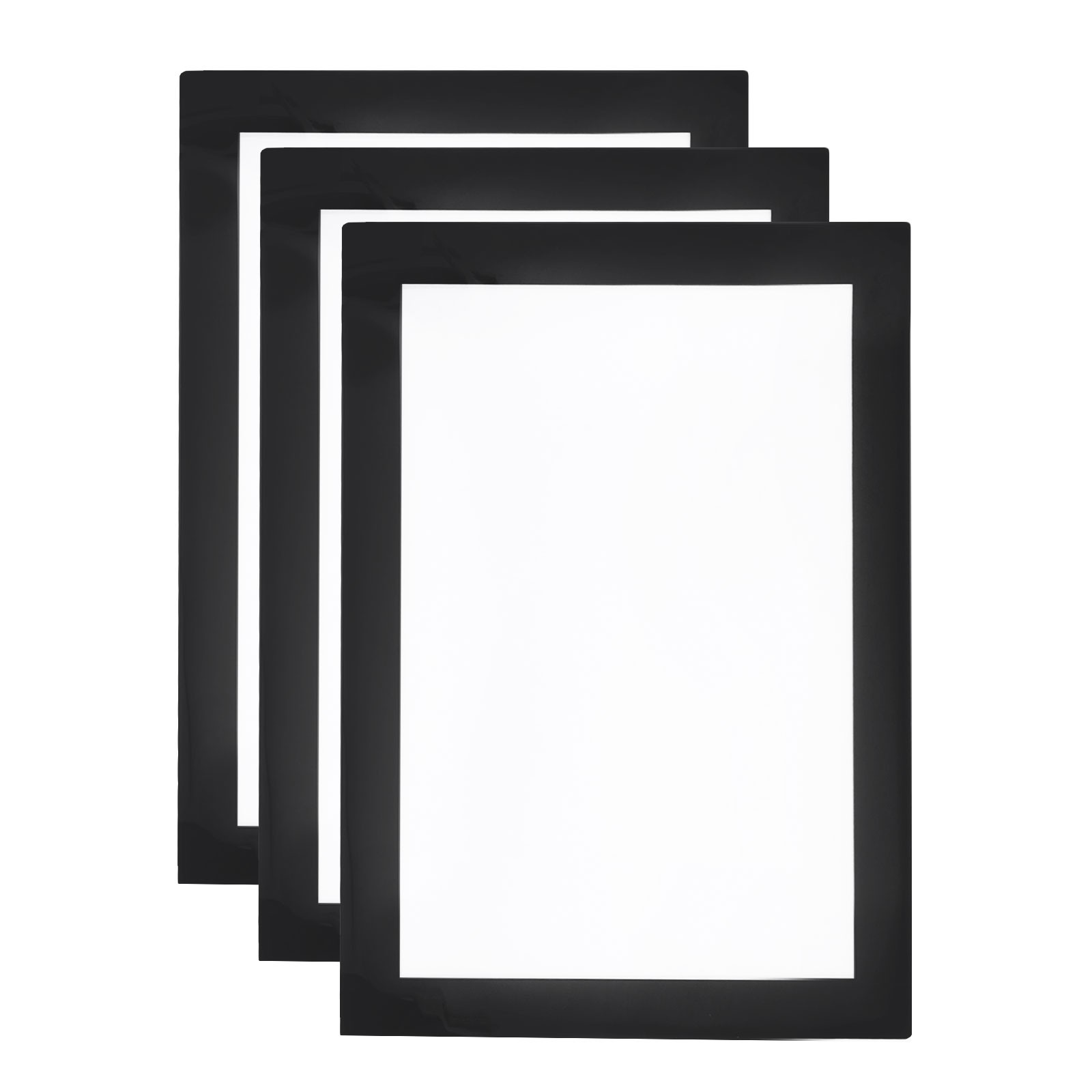 3pcs Self Adhesive Magnetic Wall Sign Holder, 5″x7″ Frame Display,Black