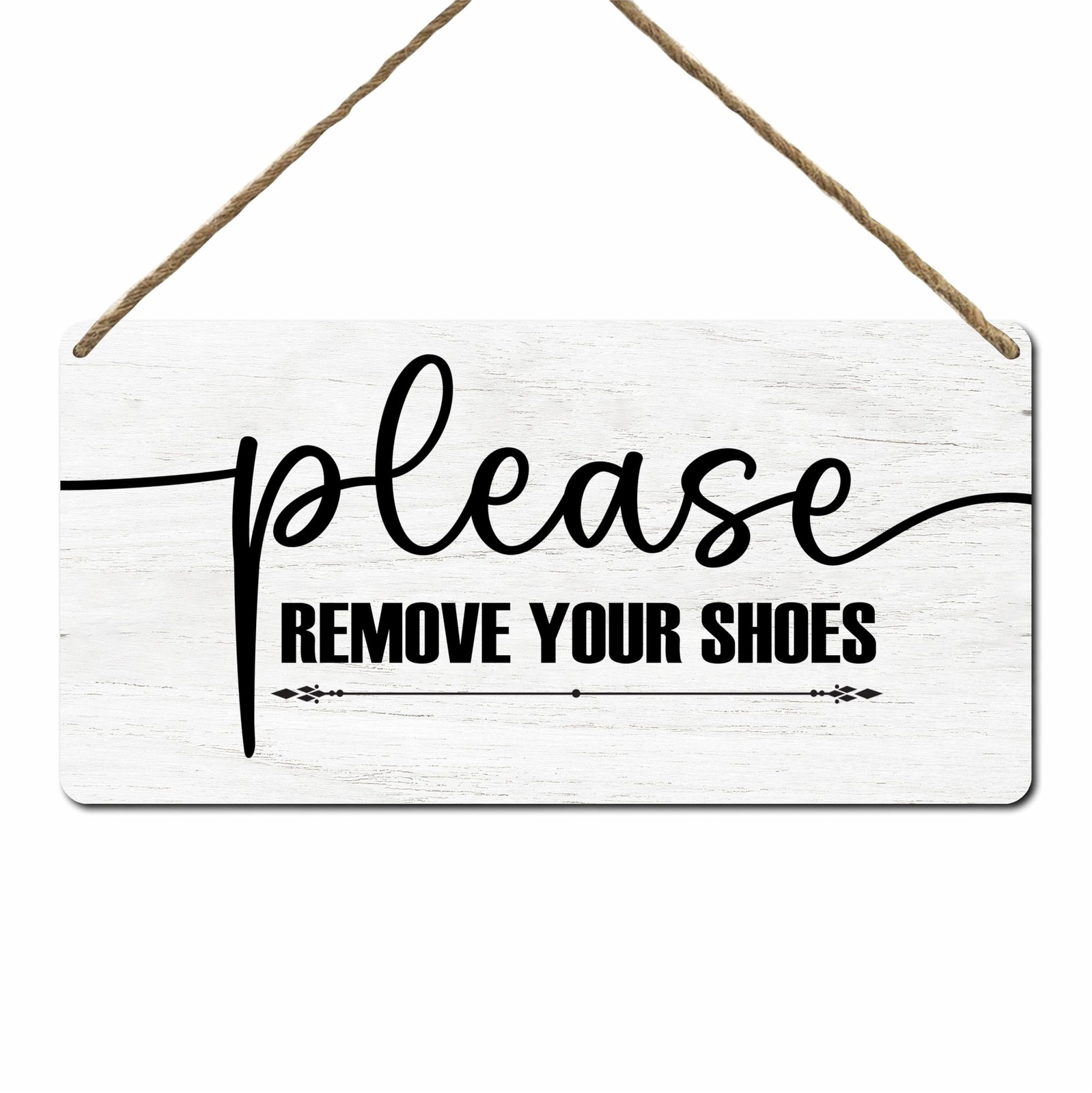Please Remove Your Shoes Sign, White Front Door Wall Hanging Sign With Sisal …