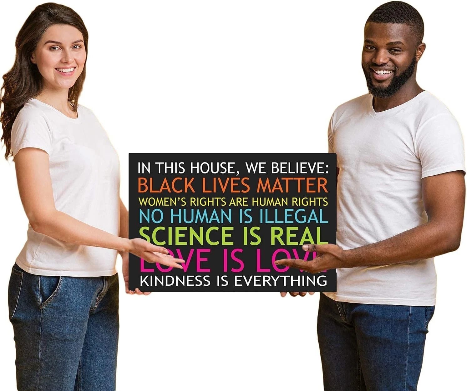 Inspirational Anti-Racism Lawn Sign – 12″ x 18″ Double-Sided for Maximum Impact