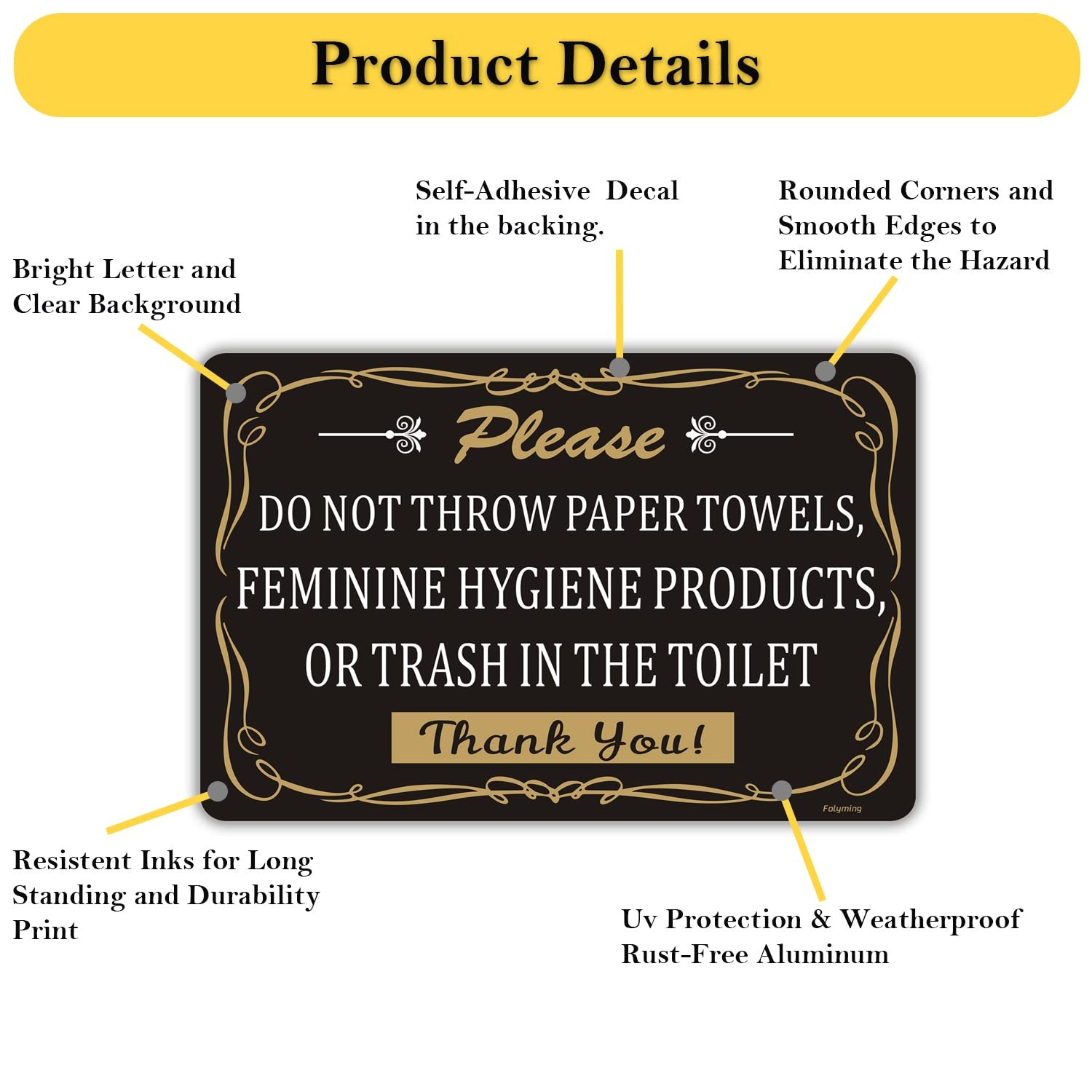 2 Pack Do Not Throw Paper Towels Feminine Hygiene Products Or Trash In The To…