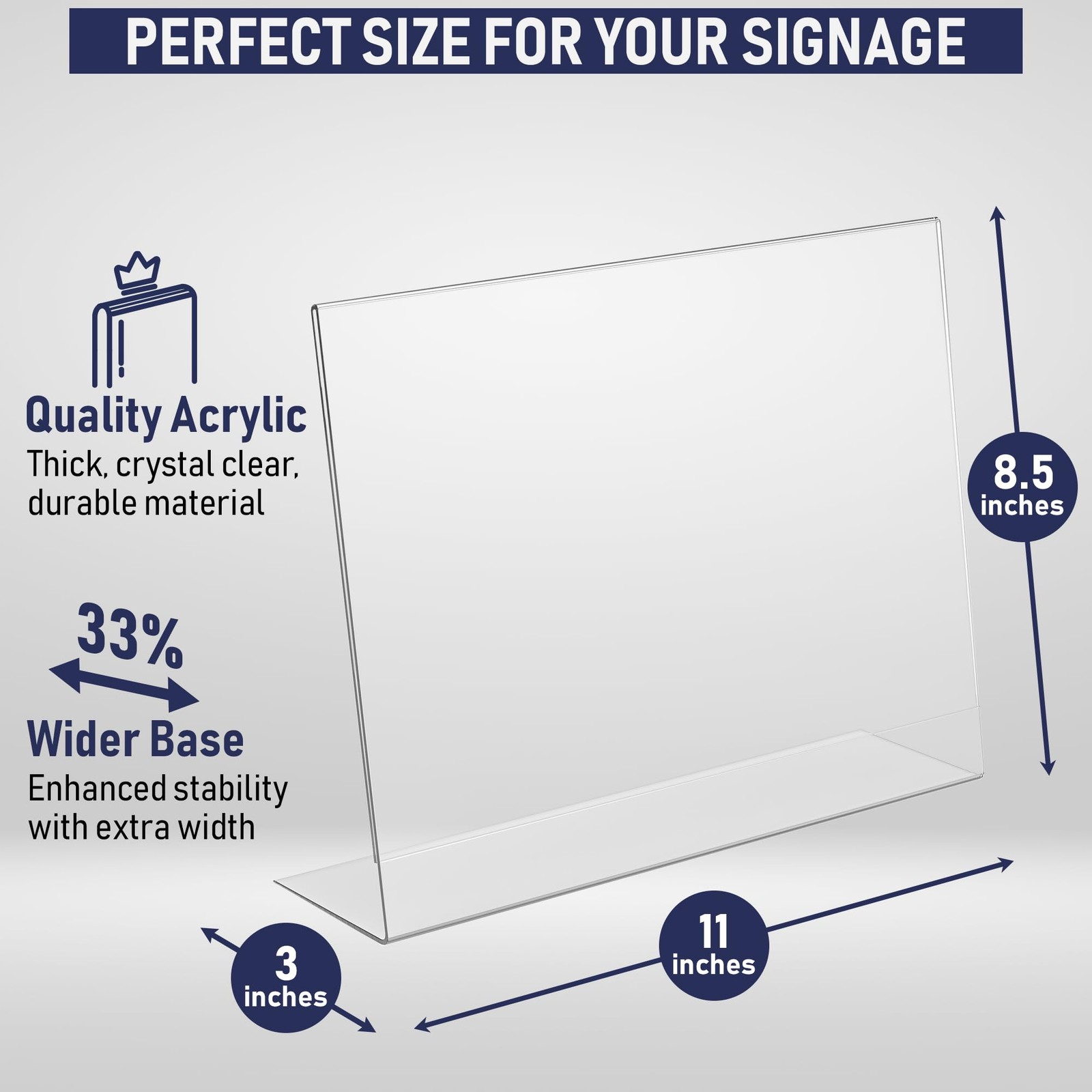 Slant Back Acrylic Sign Holder 11 x 8.5 Inches, 3-Pack 3 Pack, Clear