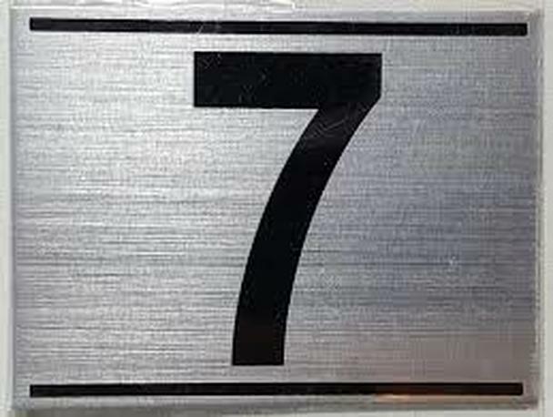 APARTMENT NUMBER SEVEN (7)SIGN – -BRUSHED ALUMINUM (2.25X3)–REF24-1027