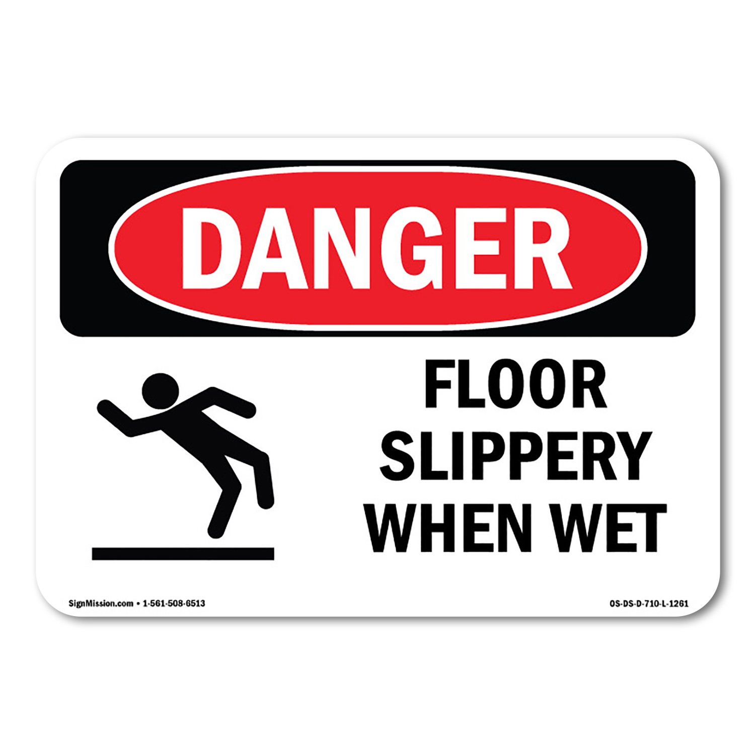 Floor Slippery When Wet ANSI Danger Sign Metal Plastic Decal