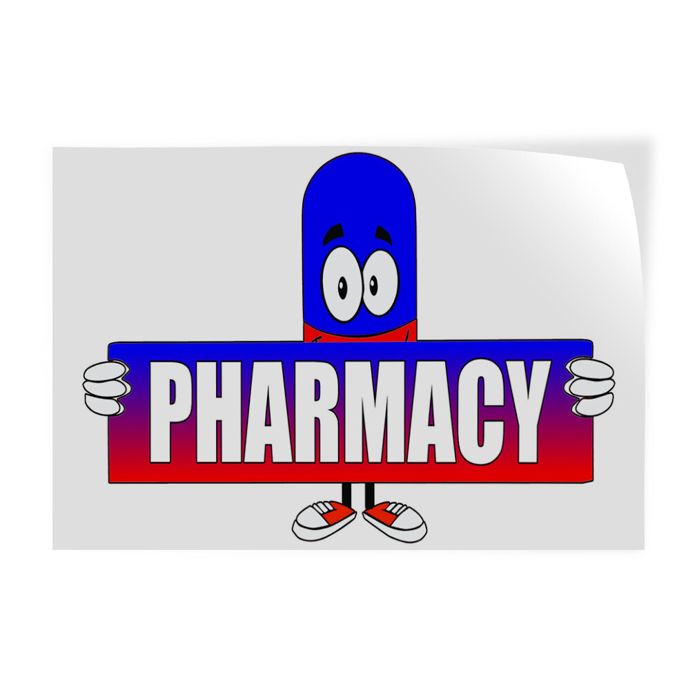 Decal Stickers Pharmacy with Medical Pill Cartoon D Vinyl Store Sign Label