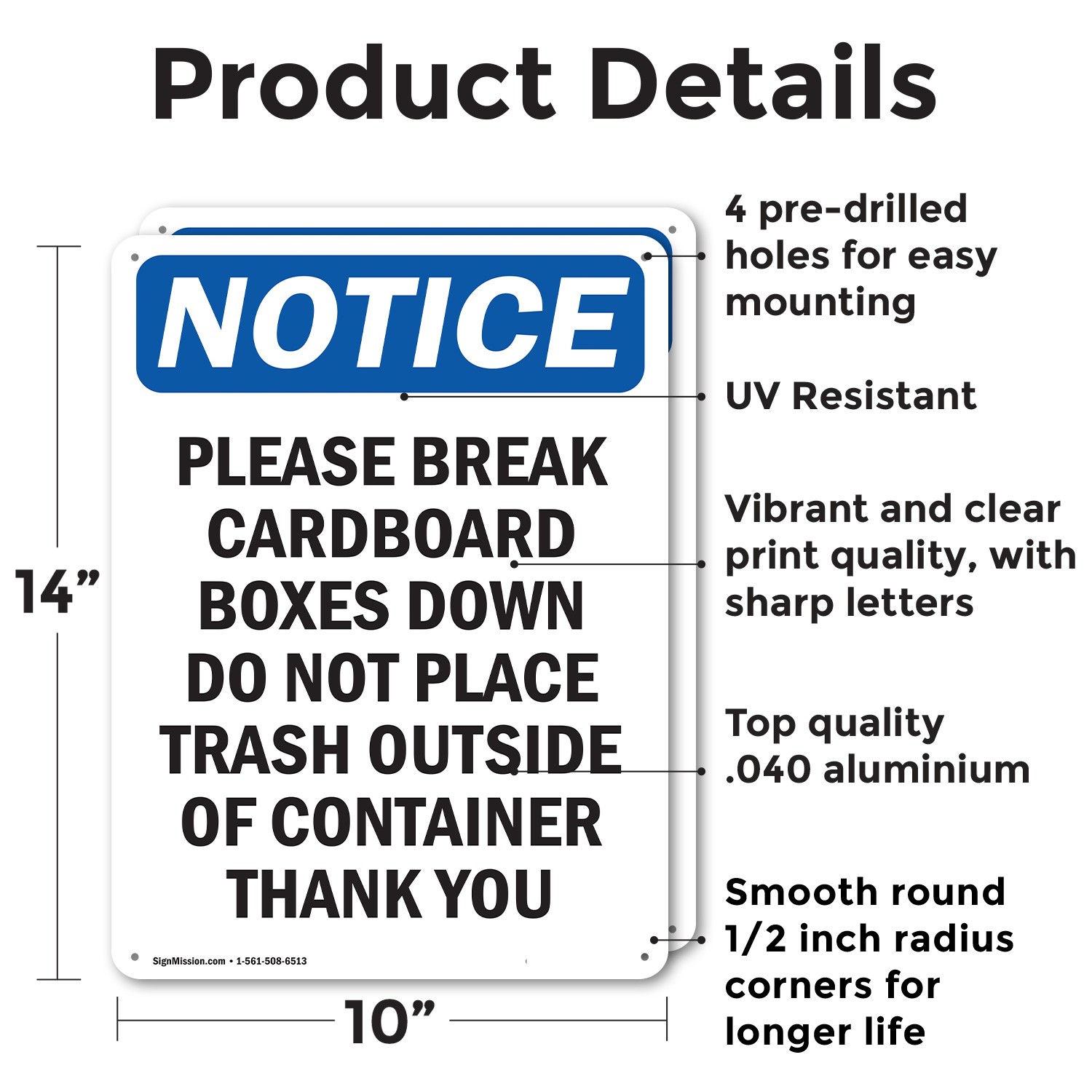 (2 Pack) Please Break Cardboard Boxes Down OSHA Notice Sign Decal Metal Plastic
