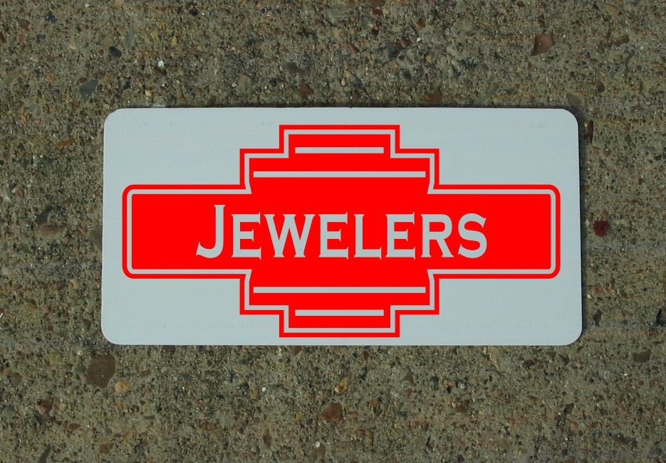 JEWELERS RED Metal Sign 40’s 50s Retro Vintage Style Art Deco Decor Design