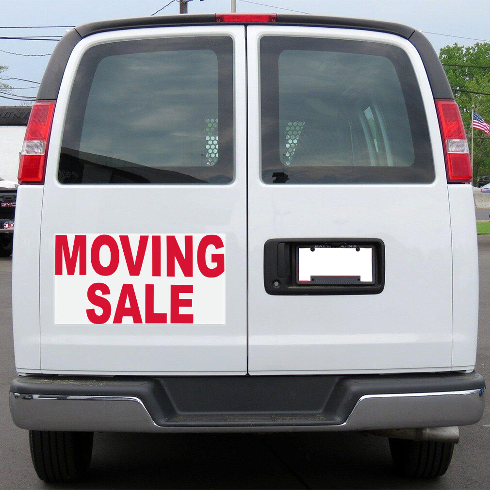 Car Magnet Set of 2 Moving Sale Red Car Advertising Industrial Sign
