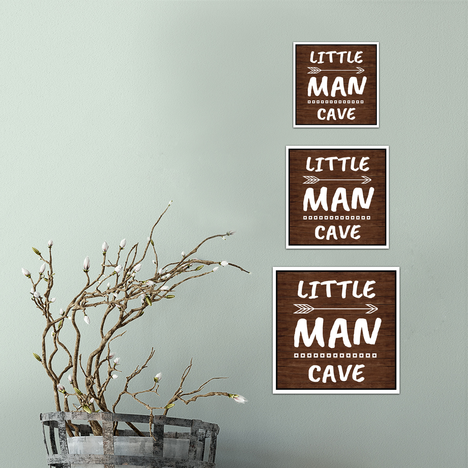 Square Plus Little Man Cave Wall or Door Sign | Easy Installation