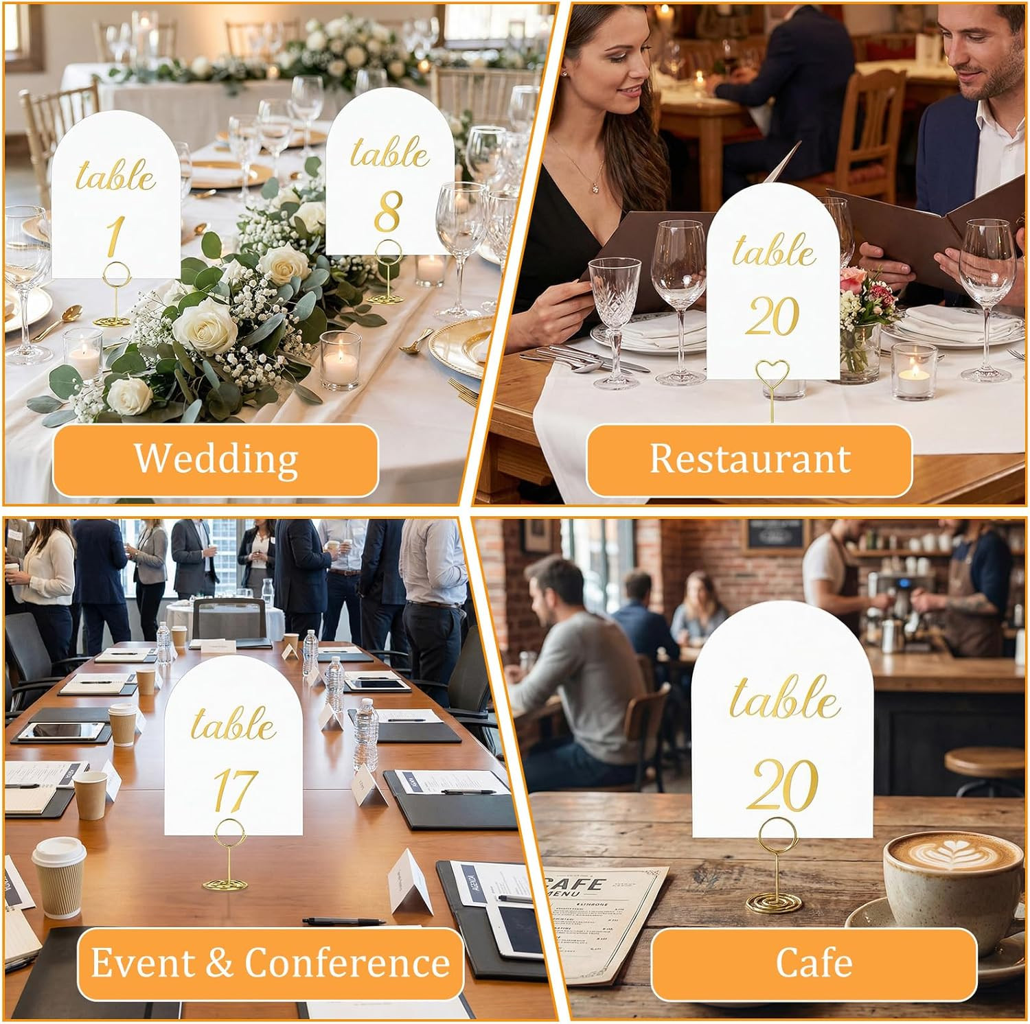 Arch Table Numbers 1-30 plus Head Table, 5.9X3.9 Inch White Card Stock, Double-S