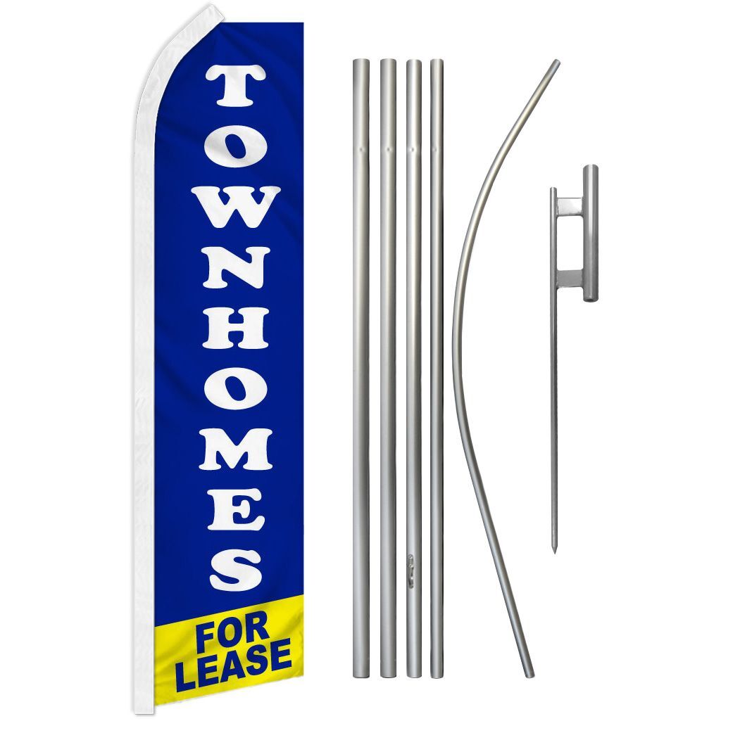 “TOWNHOMES FOR LEASE” Advertising Super Flag & Pole Kit rent leasing house condo