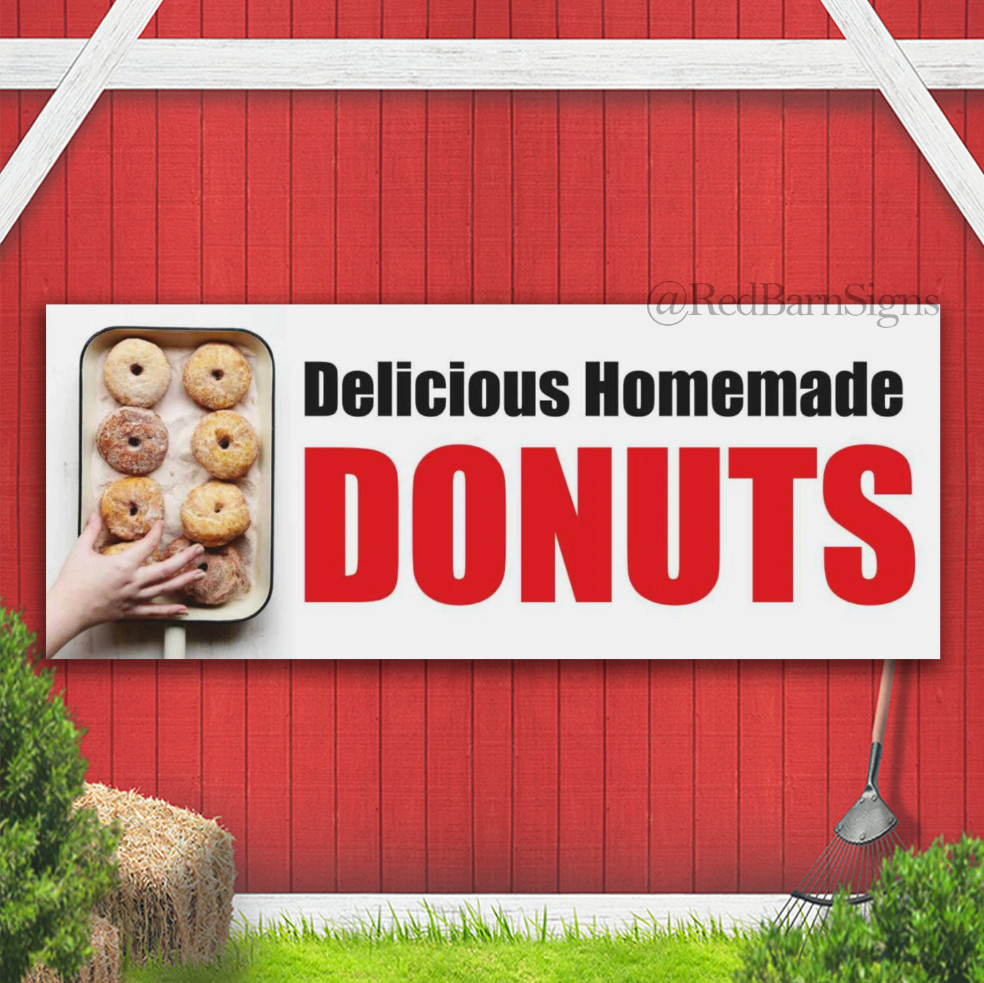 Delicious HOMEMADE DONUTS food buffet crepes Indoor Outdoor Banner Sign