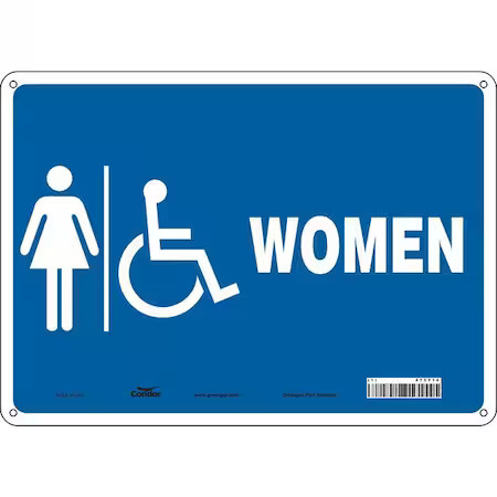 Condor 473Y14 Restroom Sign, Women, 14 In W X 10 In H, Horizontal Rectangle,