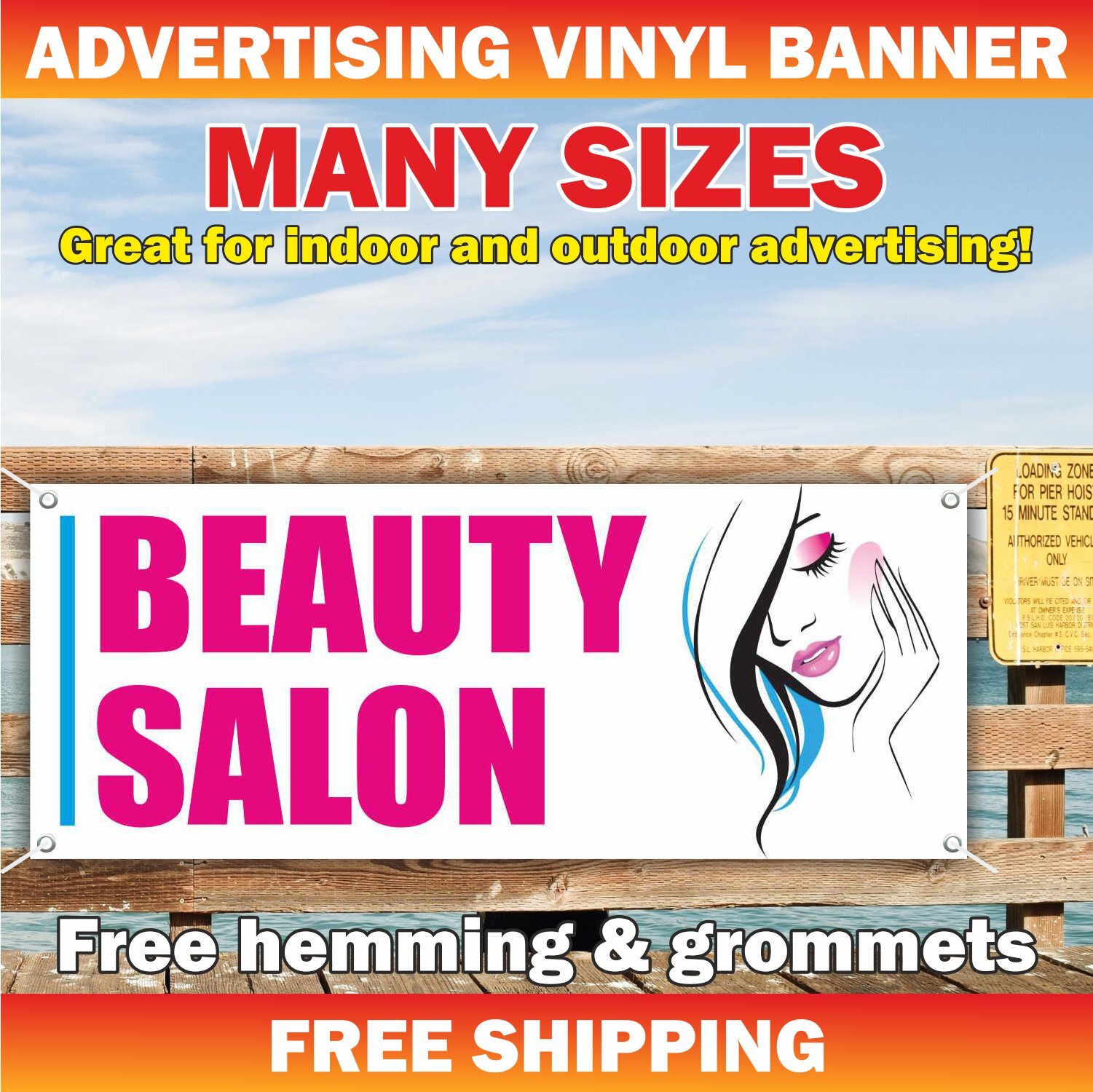 BEAUTY SALON Advertising Banner Vinyl Mesh Sign manicure spa barber hair shop