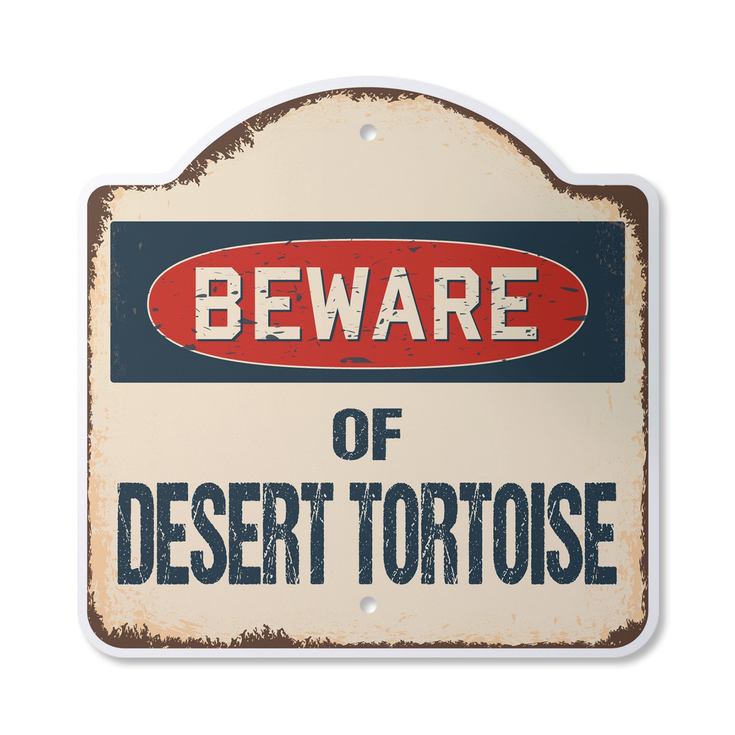 Beware Of Desert Tortoise Plastic Sign Classic Rust Wall Plaque