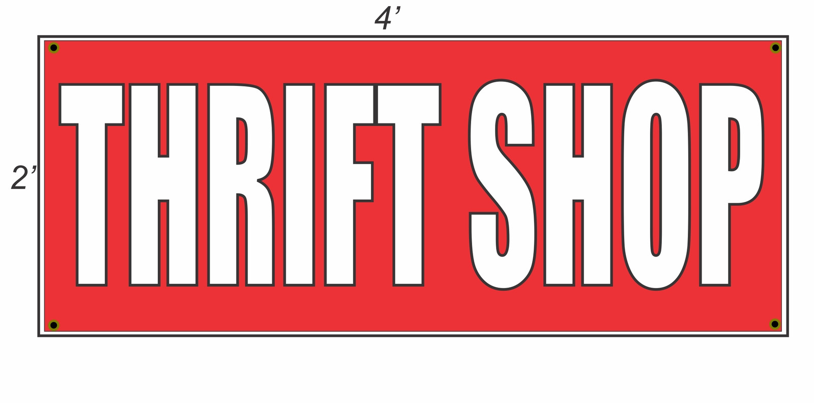 2×4 THRIFT SHOP Red with White Copy Banner Sign NEW
