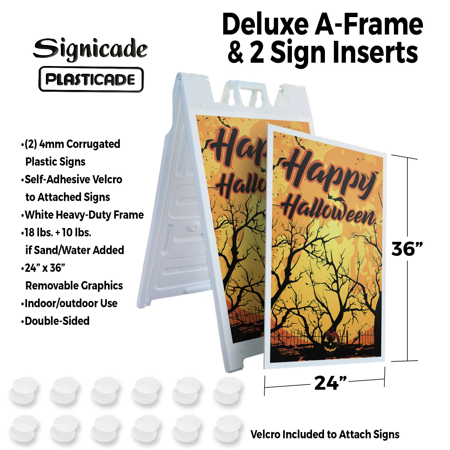 Happy Halloween Heavy Duty A-Frame Sidewalk Sign Seasonal Decor Festive Signage