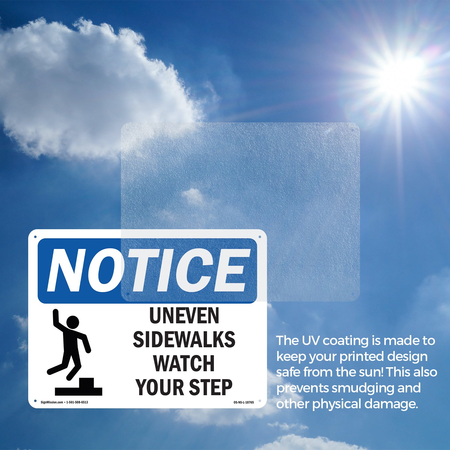 Uneven Sidewalks Watch Your Step OSHA Notice Sign Metal, Decal – 5 or 10 Pack
