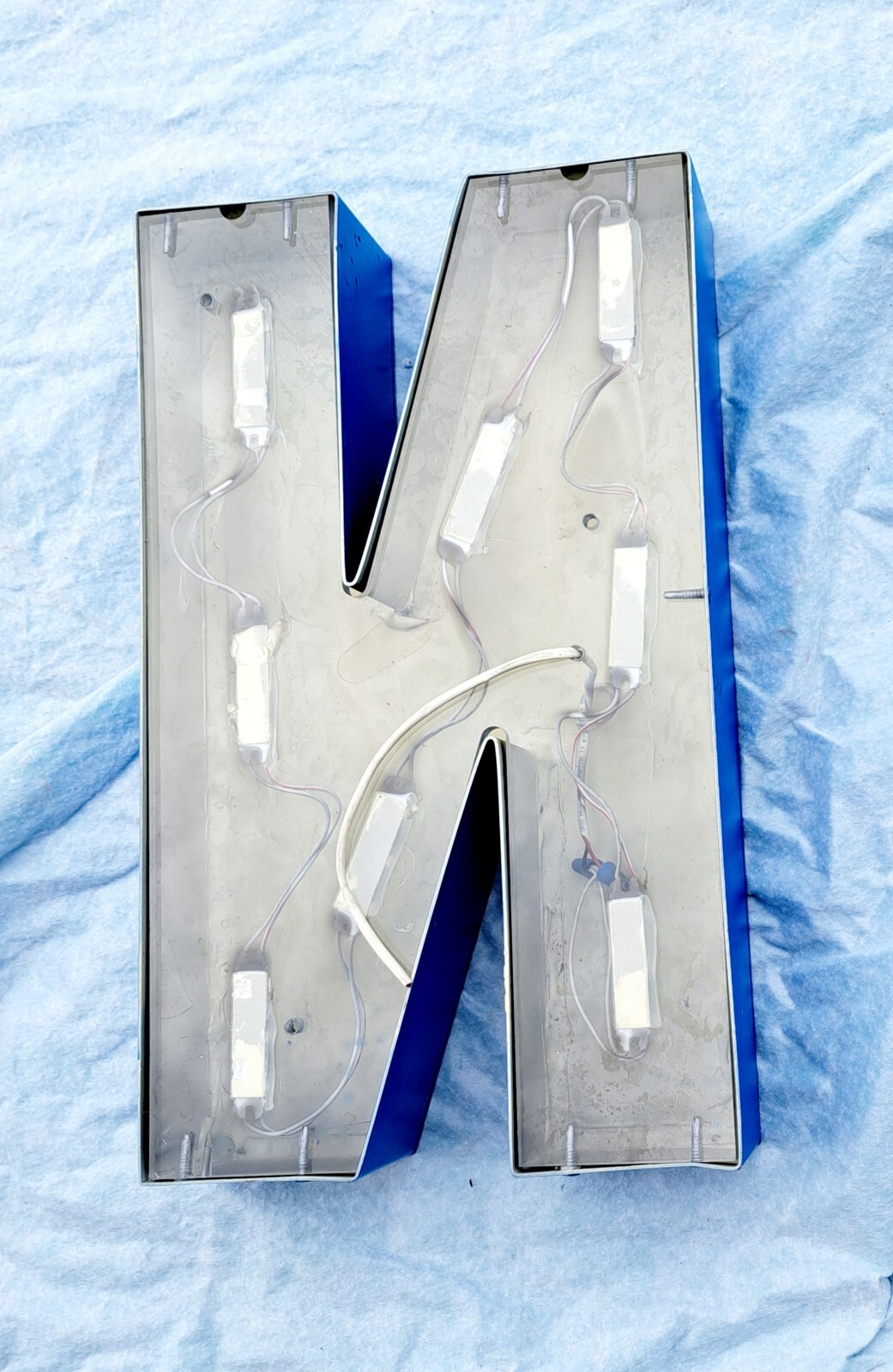 BLUE Backlit LED 3D Marquee Sign Letter ” N ” Outdoor Indoor Metal NICE!!