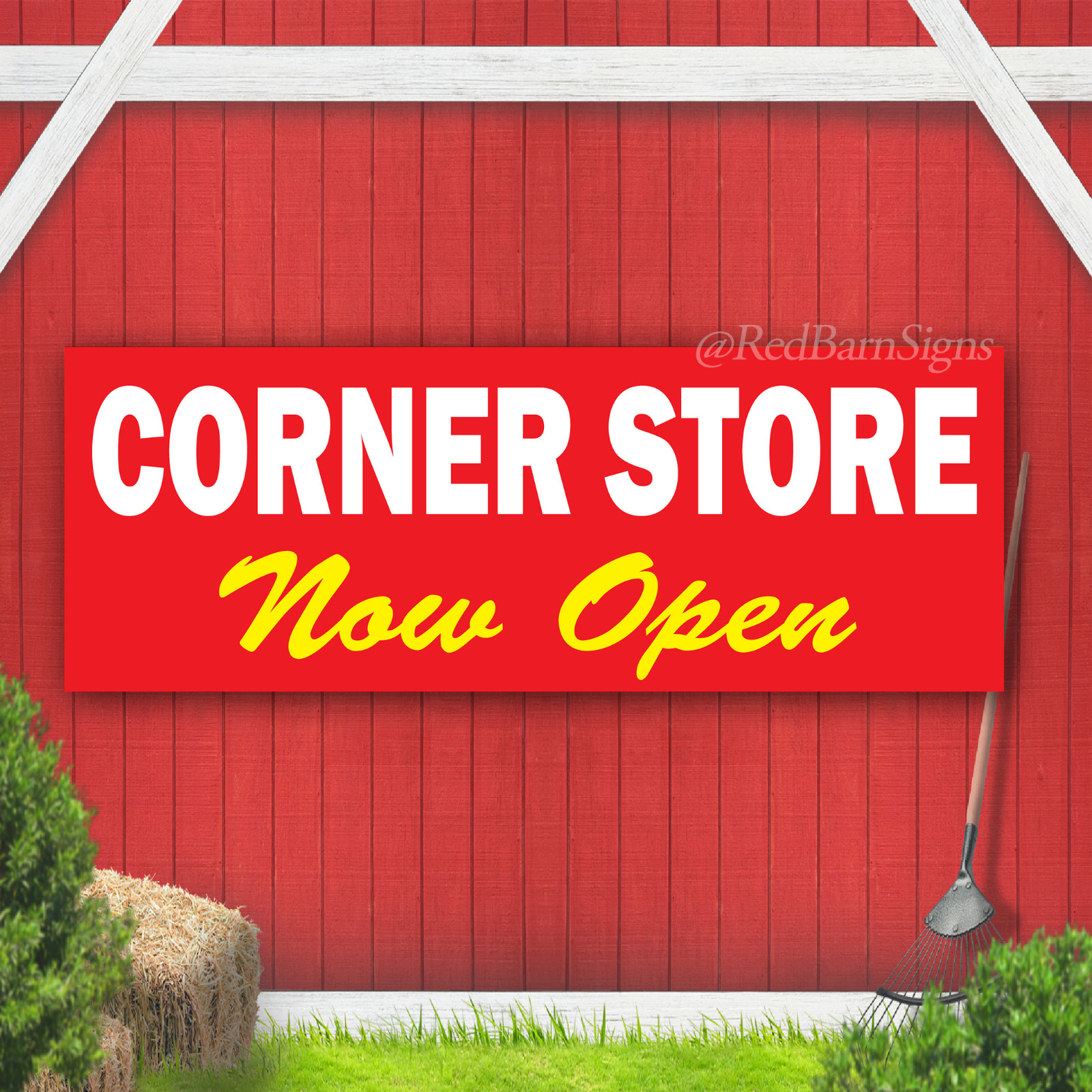 Corner Store Now Open Indoor Outdoor Vinyl Banner Design