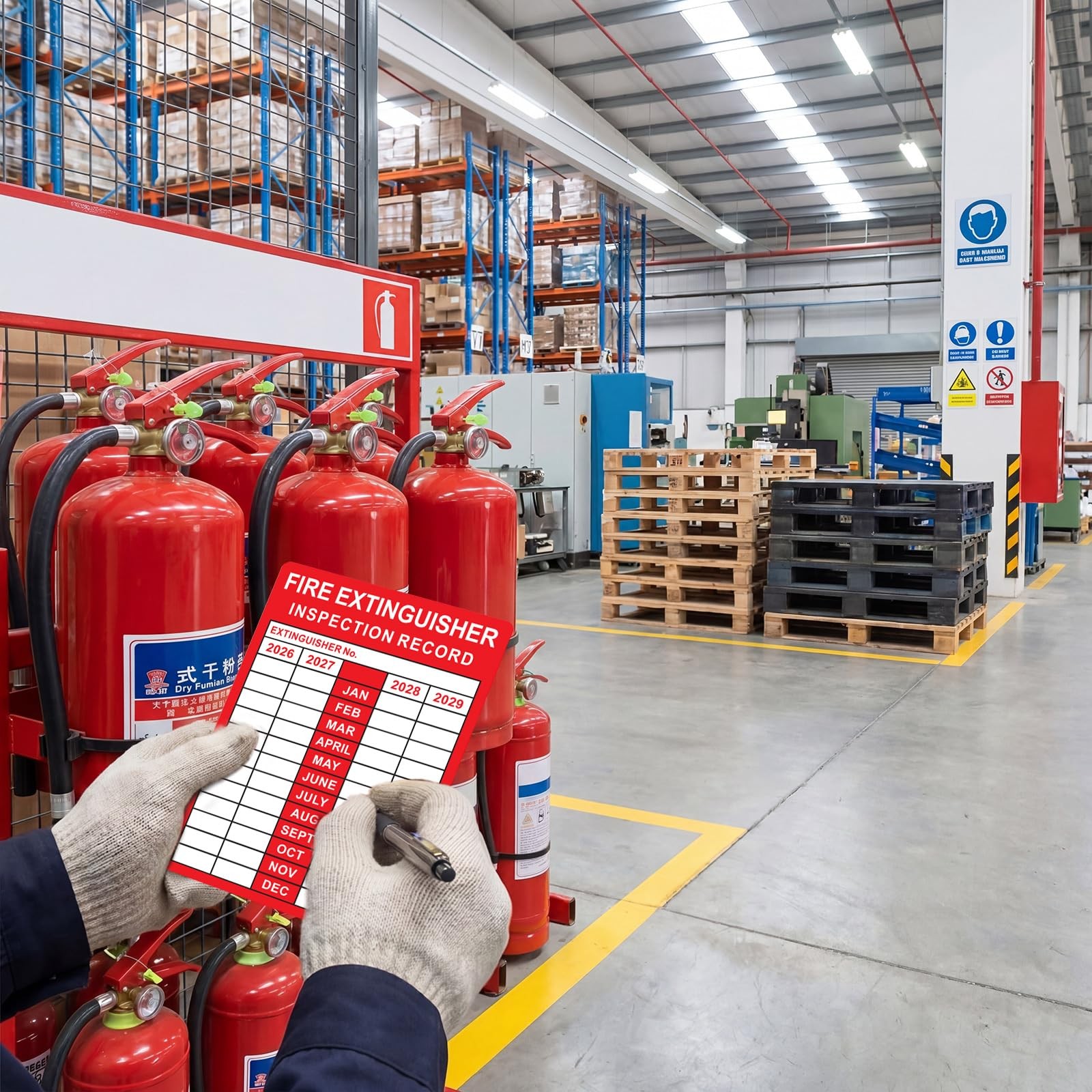 10 Pcs Fire Extinguisher Inspection Record Labels – 3.5″ x 5″ Fire Adhesive V…