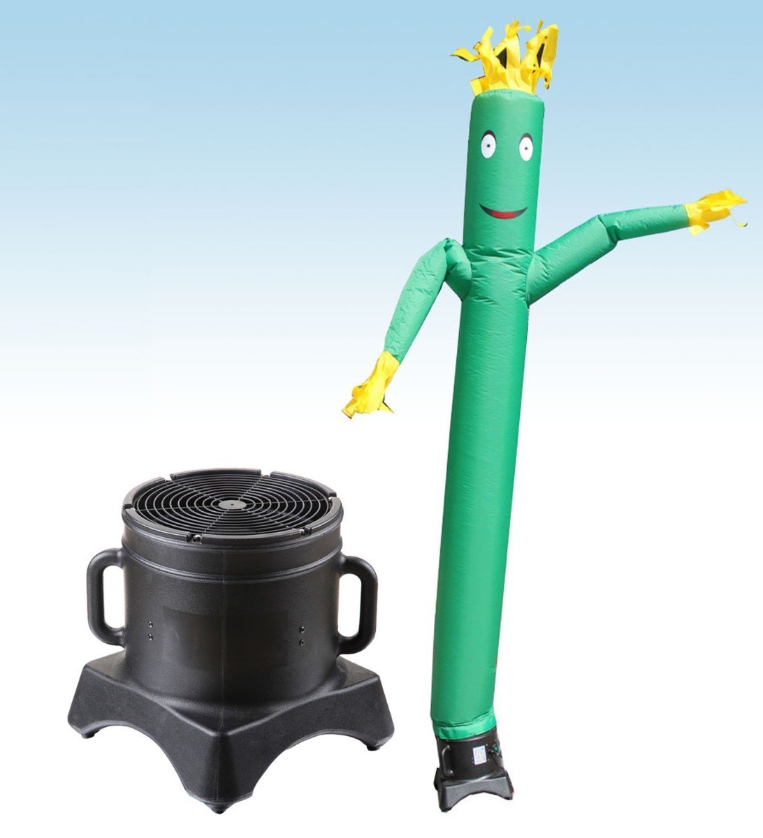 Advertising Inflatable Tube Man 12ft Green Blow Up Wavy Flailing with Blower