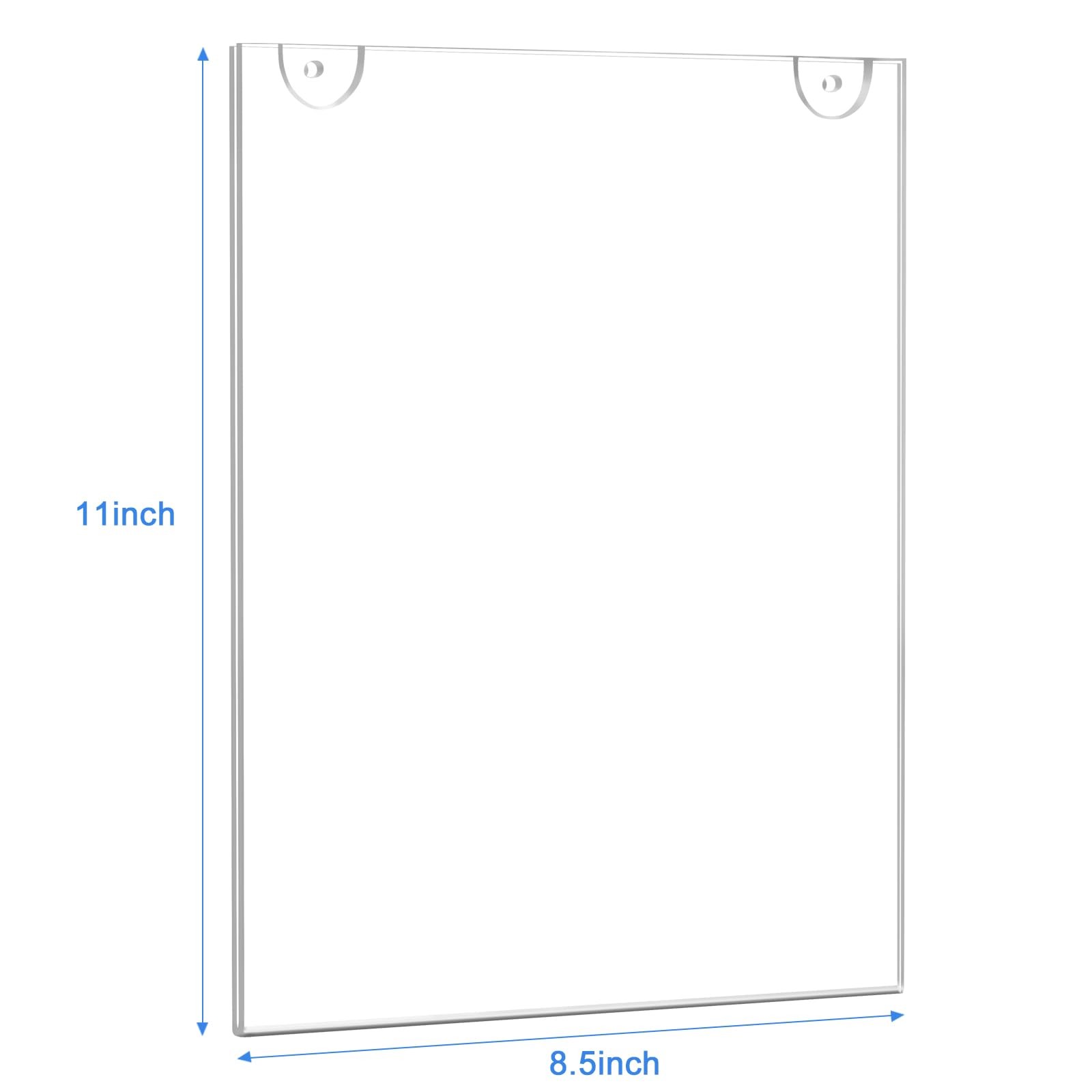 Ludery Acrylic Sign Holder 8.5 x 11 Vertical, Wall x 11 inches, Clear
