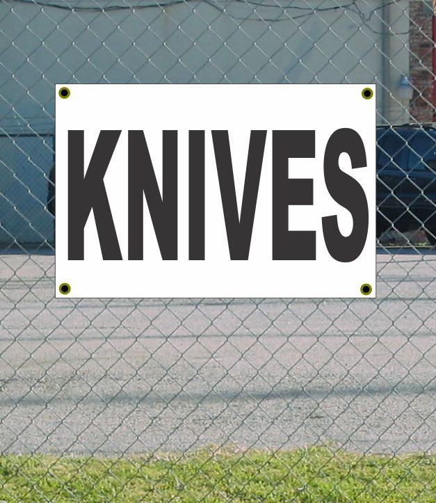 2×3 KNIVES Black & White Banner Sign NEW Discount Size & Price FREE SHIP