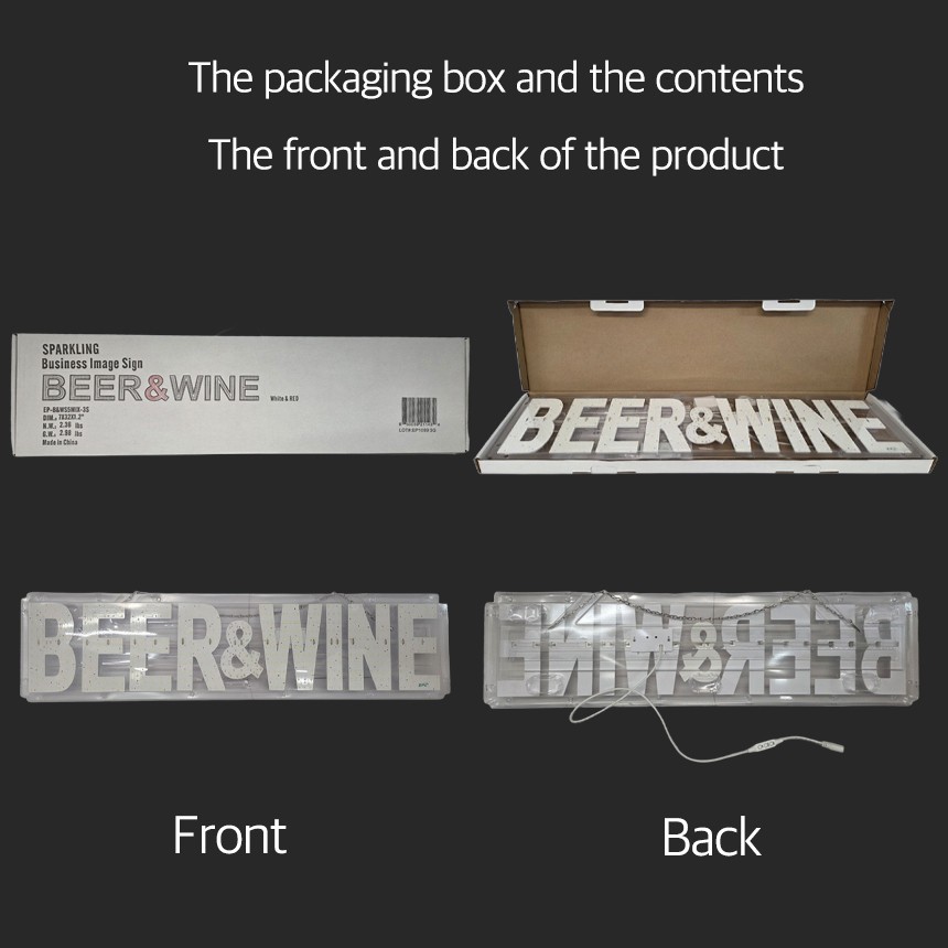 EPL Signs BEER&WINE White/Red LED Sign Business 7″x32″ Remote 3G Sparkling Mode