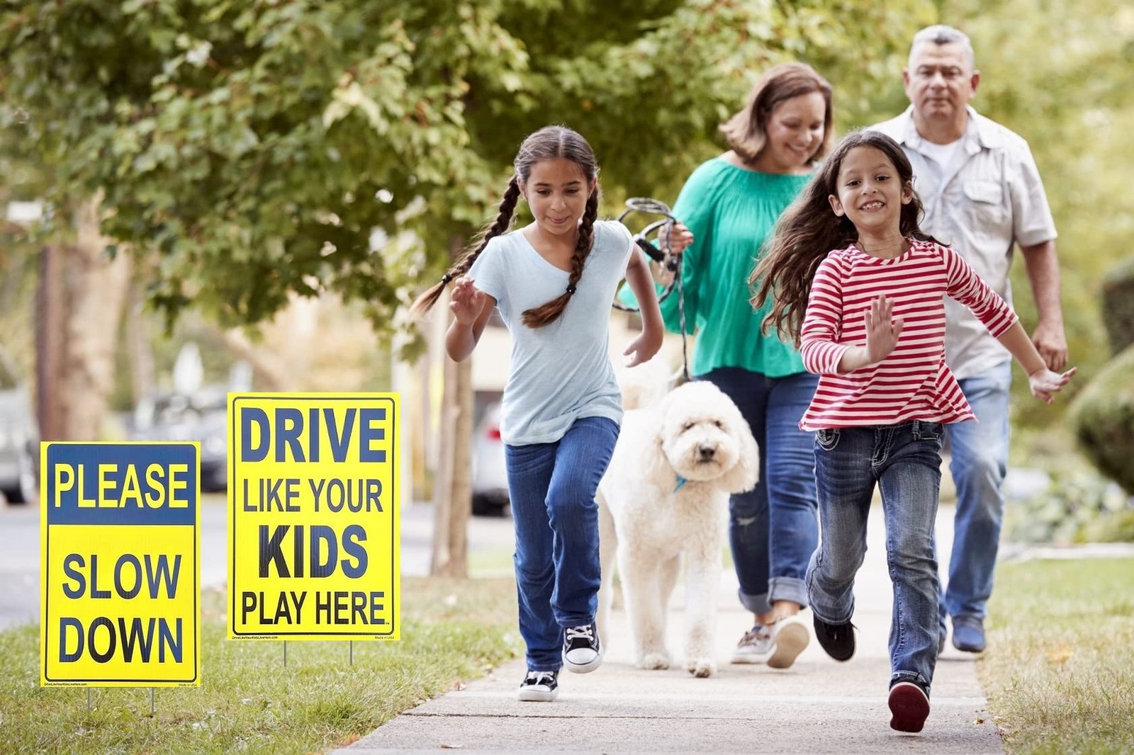 Please Slow Down Sign and Drive Like Your Kids Play Here (Combo Pack) – Yello…