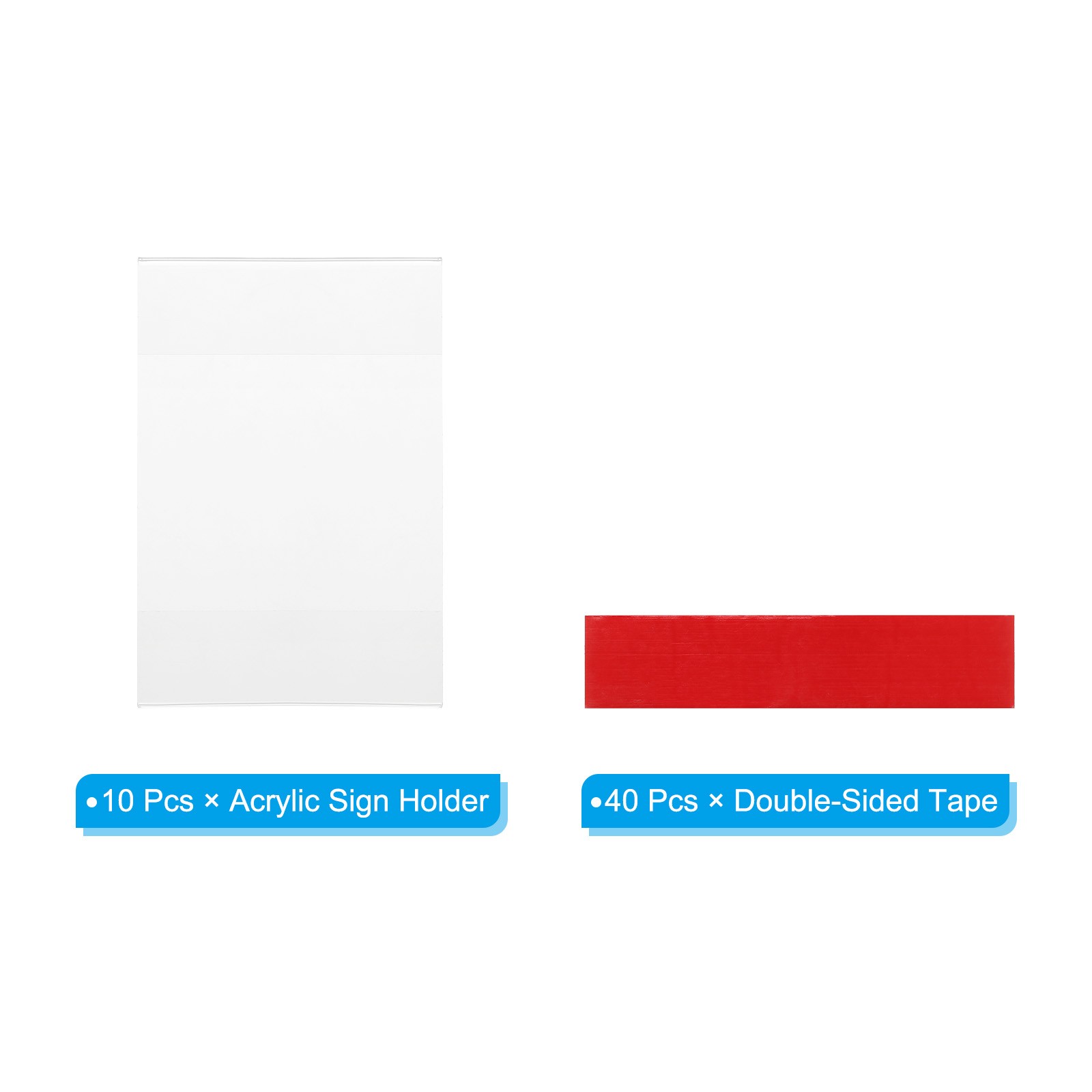 10Pcs 3.5×5″ Wall Mount Acrylic Vertical Sign Holder with Tape for Office Clear
