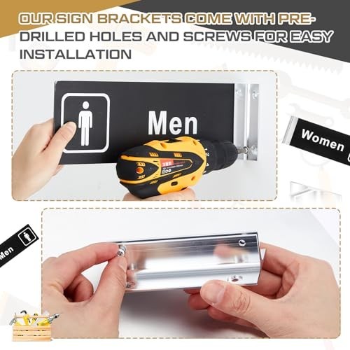 2 Pcs Men’s Women’s Restroom Signs – Acrylic Double-Sided Bathroom Door 4×12