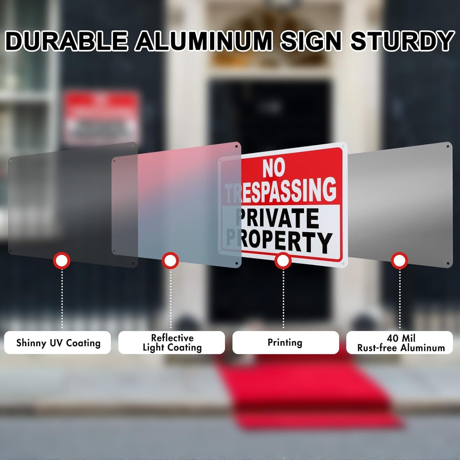 2 Pack No Trespassing Signs Private Property – 10×7 Inch 40 Mil Rust Free Alu…
