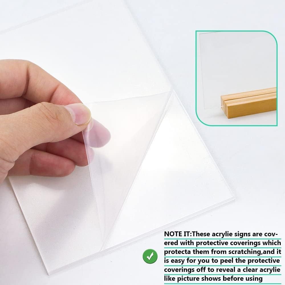 8 PCS 5×7 Inch Blank Clear Acrylic Table Displays Wooden Stands SINGLE LAYER