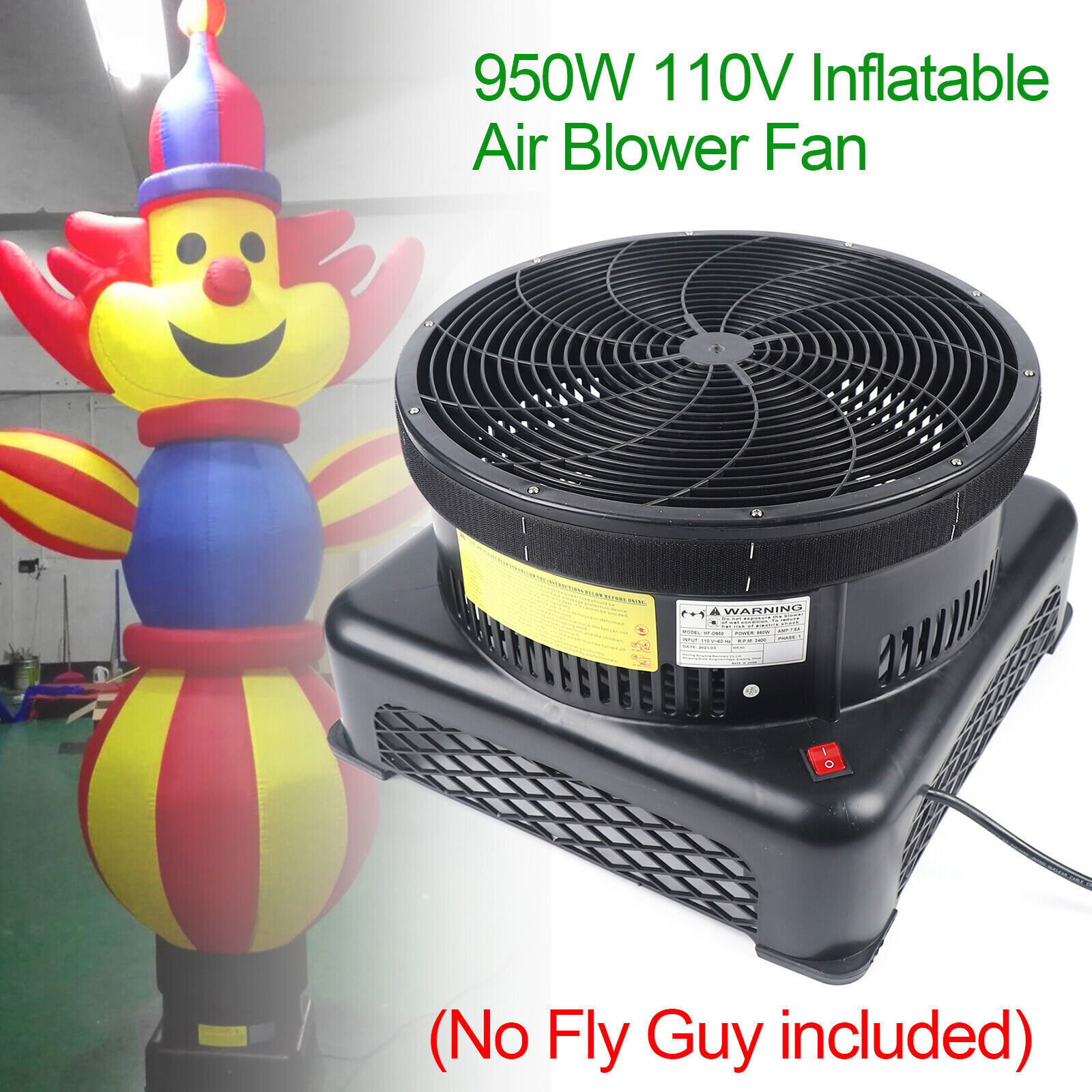 17.7″ Air Blower Fan Fit Inflatable Wind Dancer Tube Man Fly Guy Sky Puppet 950W