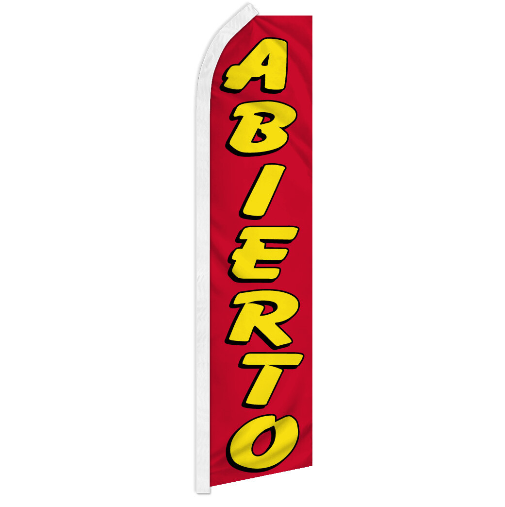 Abierto Advertising Swooper Feather Flutter Flag We’re Open Flag
