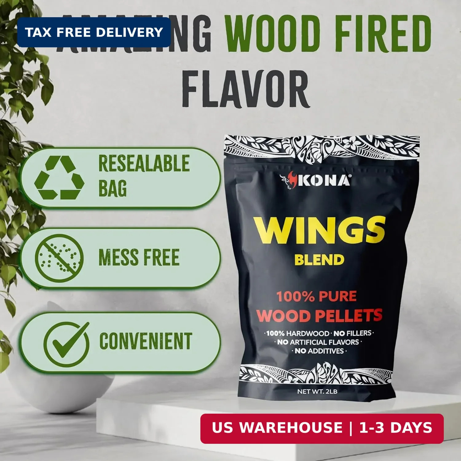 Kona Wood Pellets Brisket, Ribs, Wings,and Pulled Pork Blend Variety Pack, Inten