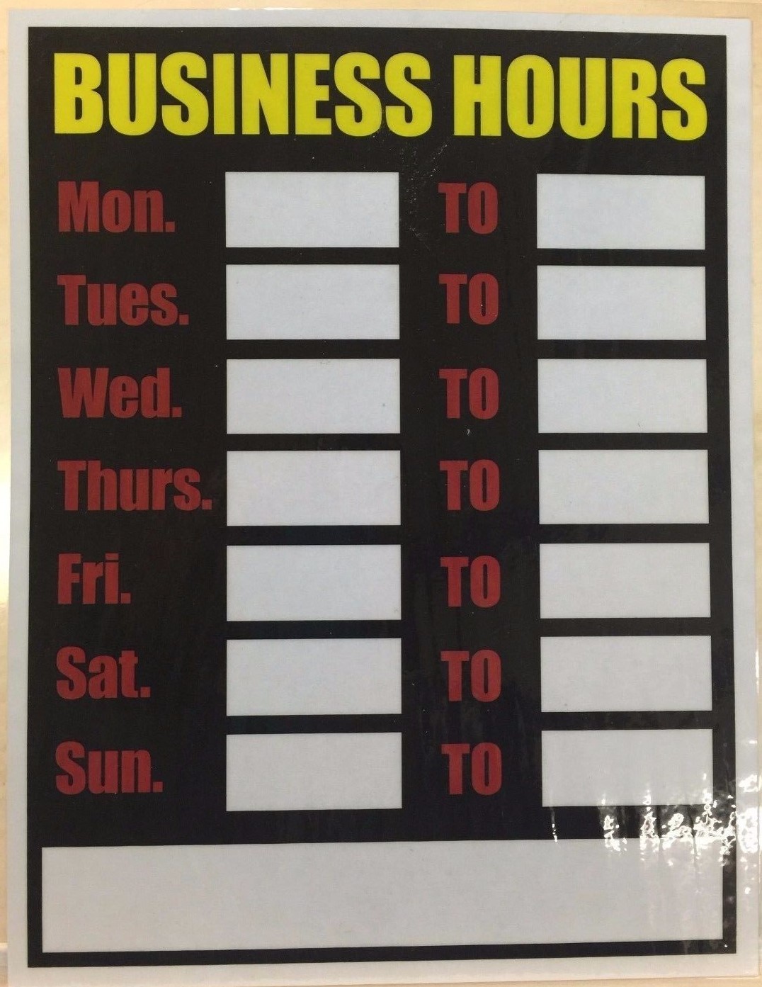 2 x Business Hours sign water resistant self adhesive stickers 11 x 8.5
