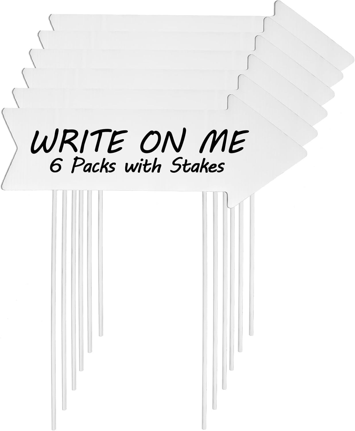 RAINFLOW 6 Packs Arrow Yard Signs with Stakes – Blank Double-Sided