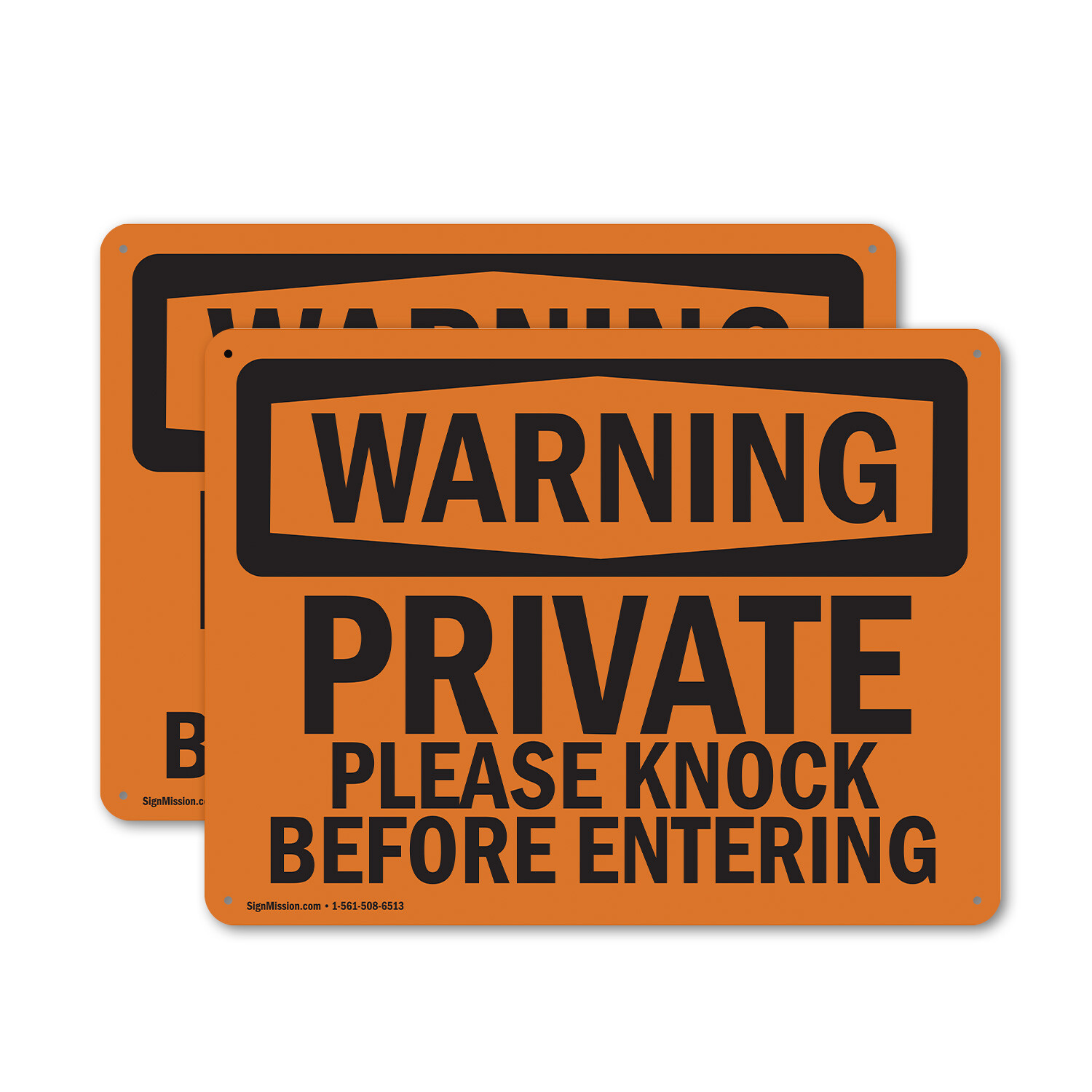 (2 Pack) Private Please Knock Before Entering OSHA Warning Sign Decal Metal